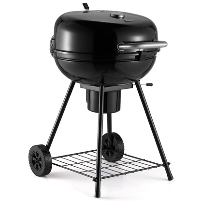 VonHaus Kettle Holzkohlegrill, Kugelgrill 53,5 cm mit Warmhalterost