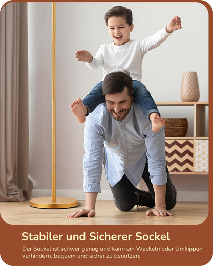 EDISHINE Bogenlampe Gold 161cm - Beiger Leinen-Schirm