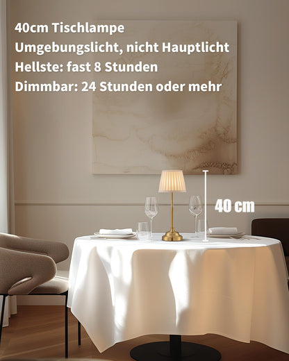 VISDANFO LED Tischlampe kabellos dimmbar, Akku Nachttischlampe gold