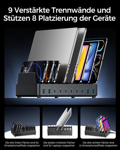 Rocoren 400W Ladestation USB-C, 10-Port GaN Ladegerät mit PD 100W