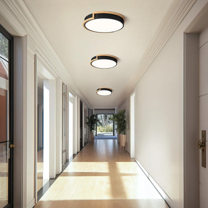 Vikaey LED Deckenleuchte Schwarz 40cm Holz 36W 4000K