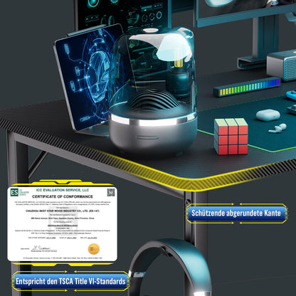 COMHOMA Gaming Tisch L-Form 120x80cm – Steckdose & USB