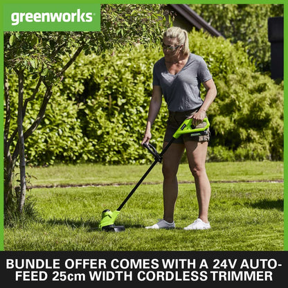 Greenworks 24V Akku-Mäher & Trimmer Set GD24LM33LT25K4