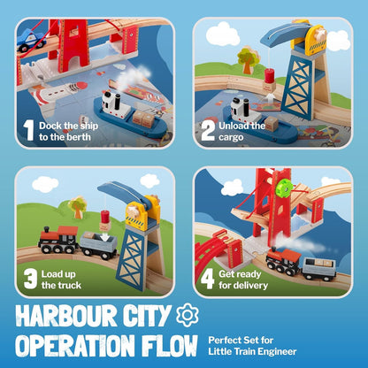 Giant bean Holzeisenbahn Set City-Zugset für Kinder - 117 Teile