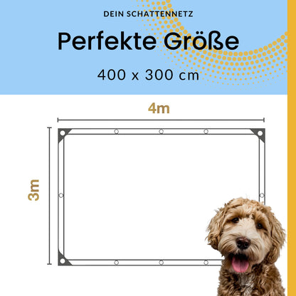 Petgold UV-Schattennetz Auto 3x4 m – Aludecke mit Ösen, Hitzeschutz