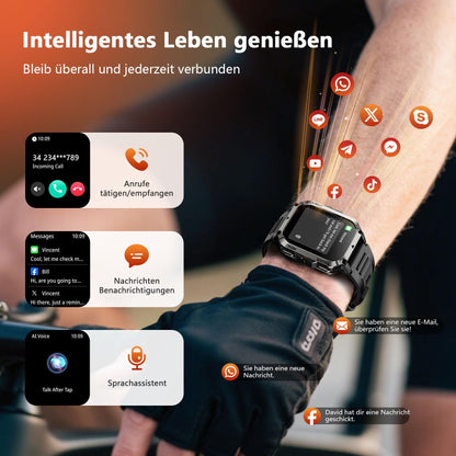 Blackview Smartwatch Herren mit Kompass, LED-Licht und 2 Armbändern