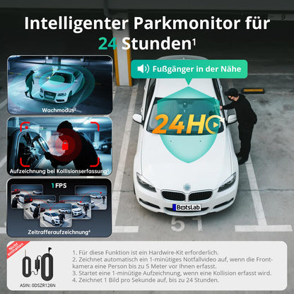 BOTSLAB 4K 3-Kanal Dashcam – GPS, WiFi, 128GB SD-Karte