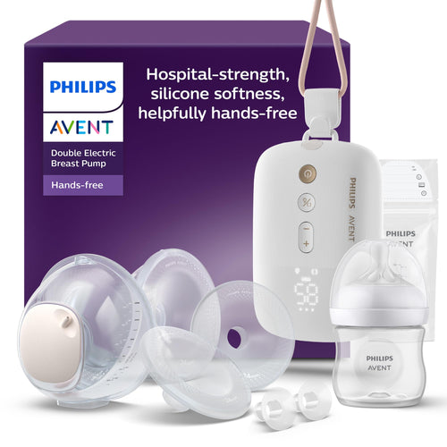 Philips AVENT Elektronische Doppelmilchpumpe Hands-free SCF547/11 mit durchsichtigen Auffangschalen
