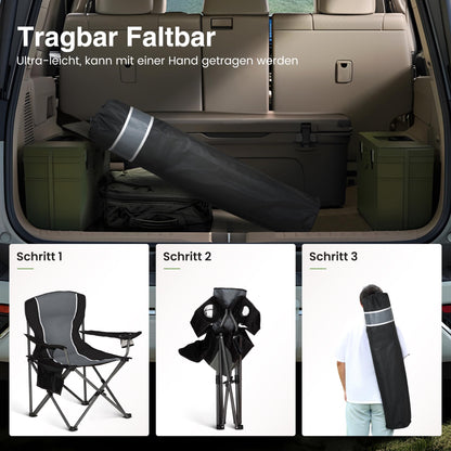 HIGH POINT SPORTS Campingstuhl XL faltbar bis 160 kg, Dunkelgrau