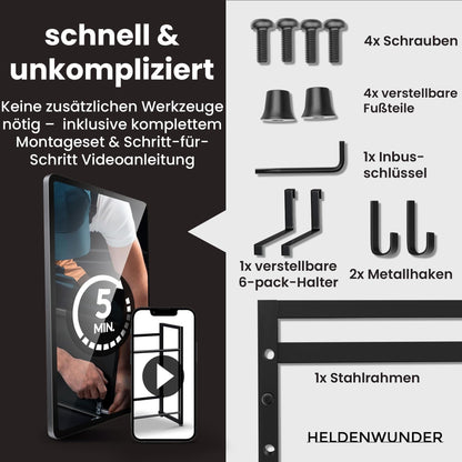 Heldenwunder Getränkekistenregal - Metall, 6 Kisten, höhenverstellbar