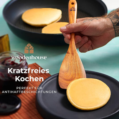 Woodenhouse Kochbesteck-Set aus Teakholz, 13-teilig mit Halter