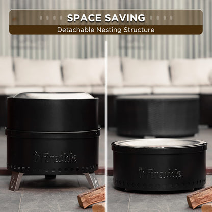 TURBRO 48.3 cm rauchfreie Outdoor Holz-Feuerstelle - Edelstahl