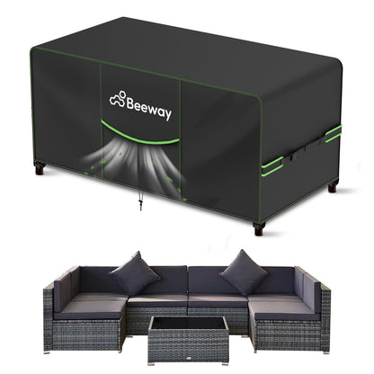 BEEWAY Gartenmöbel Abdeckung wasserdicht 300x200x92cm 420D Oxford – rechteckige Schutzhülle für Möbelsets