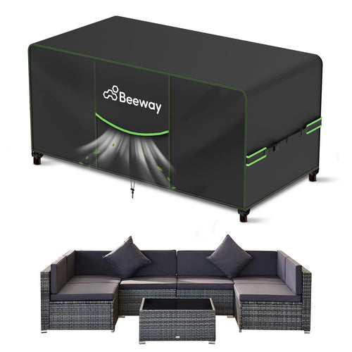 BEEWAY Gartenmöbel Abdeckung wasserdicht 300x200x92cm 420D Oxford – rechteckige Schutzhülle für Möbelsets