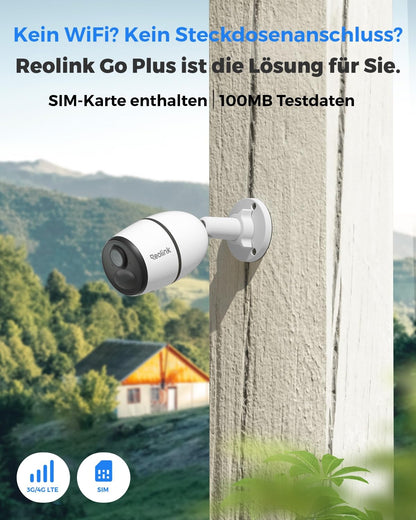 Reolink Go Plus 4G LTE Aussen-Überwachungskamera 2K 4MP mit Akku