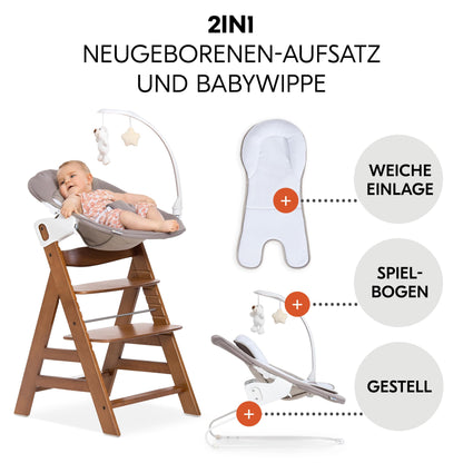 hauck Alpha+ Newborn Set Deluxe Baby Holz Hochstuhl - Walnut