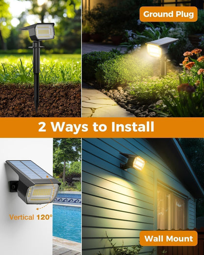 btfarm Solarstrahler für Aussen, 8er-Set, 72 LED, IP65, warmweiss