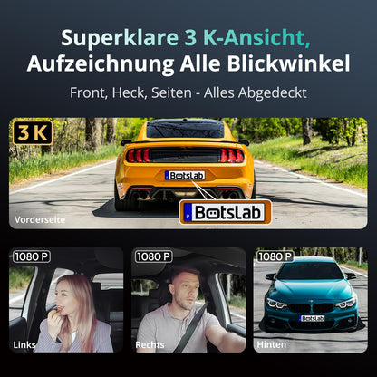 BOTSLAB 4 Kanal Dashcam Autokamera - 3K+3FHD, GPS WiFi