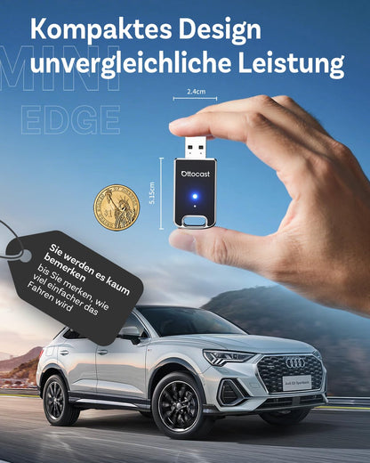 OTTOCAST Mini Edge 2025 Upgraded – 2-in-1 Kabelloser CarPlay & AA Adapter