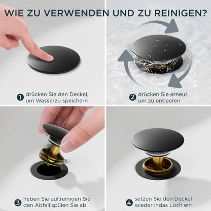 FORIOUS Wasserfall Waschtischarmatur schwarz matt mit Ablaufgarnitur