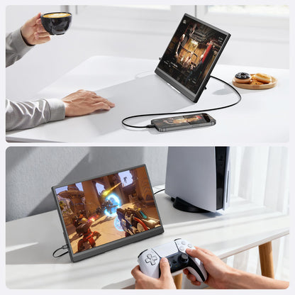 Omiodo Tragbarer Monitor 15,6 Zoll FHD IPS mit USB-C und Mini HDMI