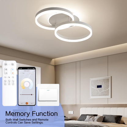 Amdelne Smart LED Deckenleuchte 2-Ringe dimmbar mit Fernbedienung