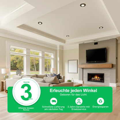 Bojim LED Spot Dimmbar Schwarz Warmweiss 5.5W - 68-80mm, 10er Set