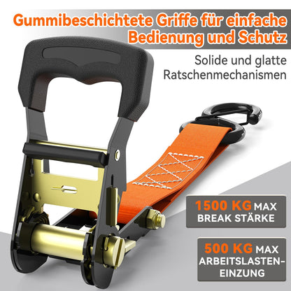 Ohuhu Spanngurte mit Ratsche 4er Set Schwerlast 4,6 m orange