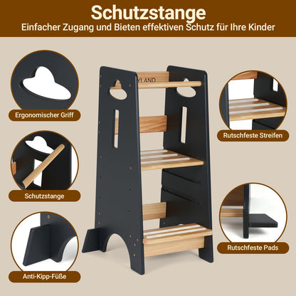 COSYLAND Lernturm Montessori höhenverstellbar - Holzfarbe