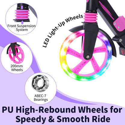 BELEEV Big Wheel Cityroller – LED leuchtend, faltbar 200mm