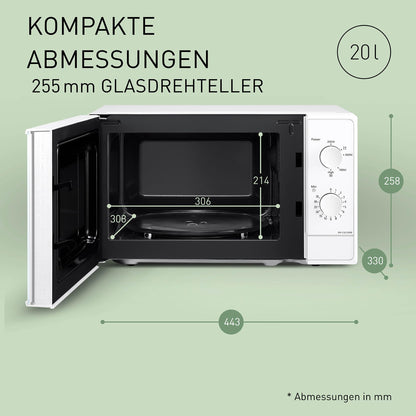 Panasonic NN-E20JWMEBG Mikrowelle, 20 L, 800 W, Glasteller, Weiss