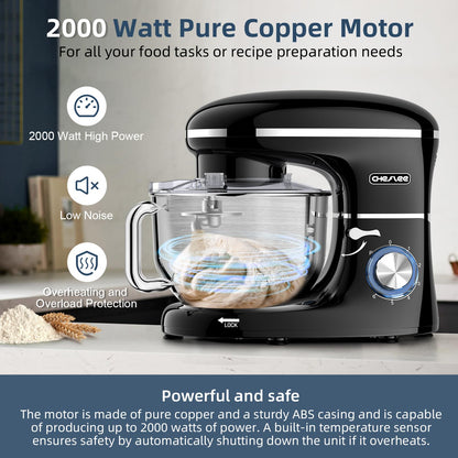 CHeflee Küchenmaschine Knetmaschine 6.2L 2000W Edelstahl