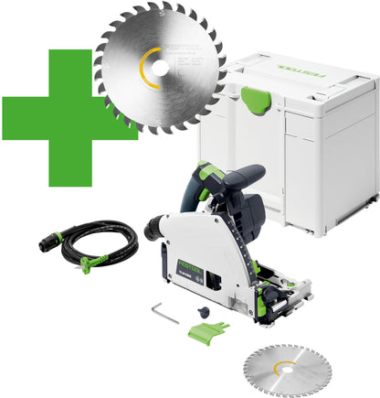 Festool TS 60 K-Plus Tauchsäge - Master Edition. Grüne, kompakte Tauchsäge zum präzisen Sägen von Holz- und Plattenwerkstoffen.