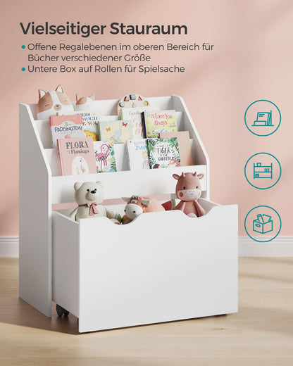 SONGMICS Bücherregal Kinderregal mit Spielzeugbox und 3 Ebenen