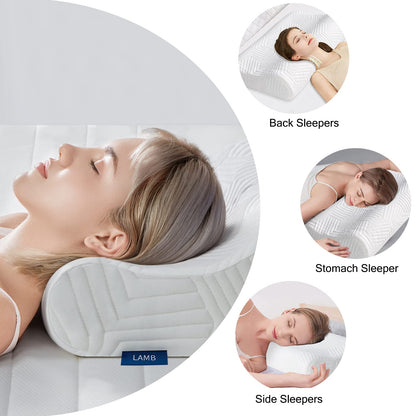 LAMB Ergonomisches Memory Foam Nackenkissen Höheneinstellbar - 2er Set