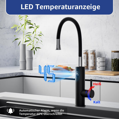 Elektrische Küchenarmatur Durchlauferhitzer – Sofort Heiss Schwarz