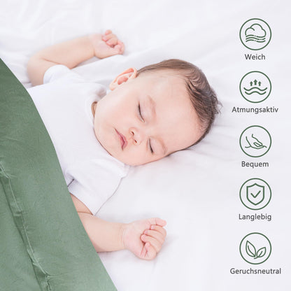 ATsense Bettwäsche Set Baumwolle 135x200 cm Grün 4-teilig