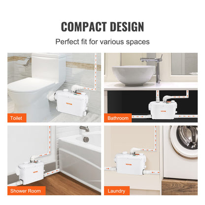 VEVOR Fäkalienhebeanlage 500W Abwasserpumpe 8m Förderhöhe