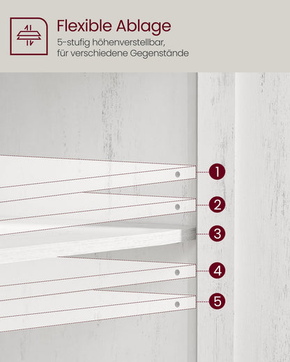 VASAGLE Küchenschrank BBK341W01 Sideboard – vintageweiss-honigbraun