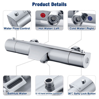 Solepearl Wasserfall Badewannen-Duscharmatur Thermostat Chrom