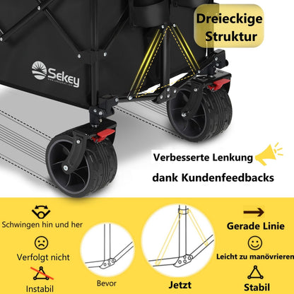 Sekey XXXL-Super 4013 Bollerwagen faltbar - breite Reifen, Schwarz