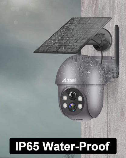 ANRAN 2K Solar Überwachungskamera Aussen WLAN 360° PTZ, 2er-Set