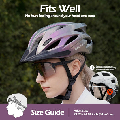 Odoland Fahrradhelm mit Fahrradbrille Set, verstellbar, 58-62 cm
