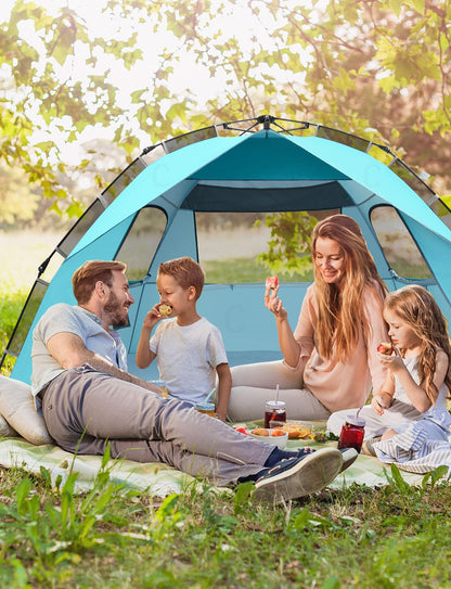 Glymnis Quick Up Strandzelt mit UV-Schutz 50+, blau, für 4-6 Personen