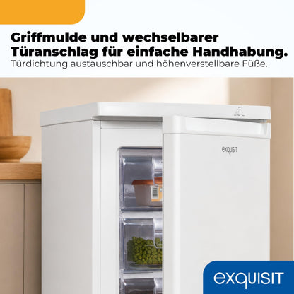 Exquisit Gefrierschrank GS512-040E, 91 l, 4 Schubladen, weiss