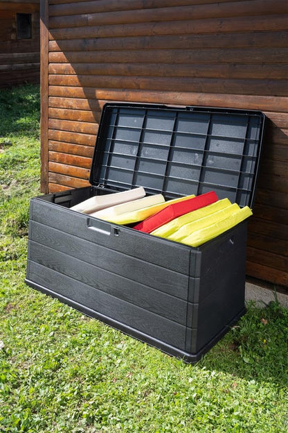 Maury's Gartenbox Kunstharz 340L - Anthrazit Holzoptik