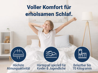 Betten-ABC Kinder & Jugend Matratze 140x200 cm - Oeko-TEX Waschbezug
