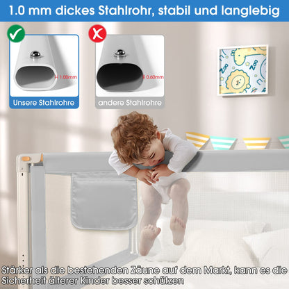 YIKANWEN Bettschutzgitter einziehbar Kinder 200cm - 1 Stück