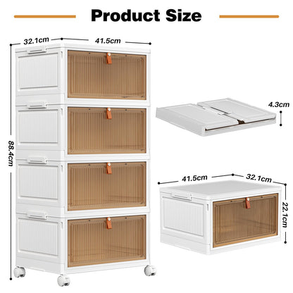 PurKeep Aufbewahrungsbox mit Deckel, faltbar, 28 L, weiss, 4er-Set