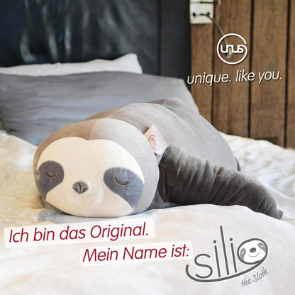 UNUS Faultier Kuscheltier Seitenschläferkissen - Grau, 100 cm